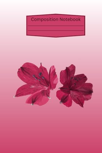 Composition Notebook: Red Peruvian Lily Botanical Illustration
