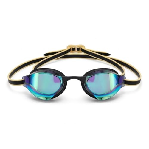 Image of BURNLAB Mirrored Lens Swimming Goggles for Pool and Outdoor Swimming, Adjustable Fit, Men & Women (black and gold)