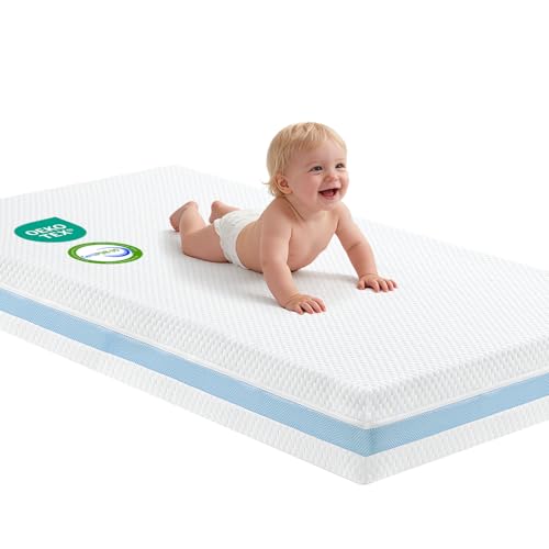 Image of Crib Mattress, Dual Sided Memory Foam Baby Toddler Bed Mattress, 52 inch x 27.6 inch x 5.5 inch Soft Breathable Mattresses with Removable Machine Washable Cover, Fits Standard Cribs&Toddler Beds