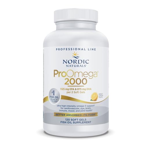 Image of Nordic Naturals ProOmega 2000, Lemon Flavor - 120 Soft Gels - 2150 mg Omega-3 - Ultra High-Potency Fish Oil - EPA & DHA - Promotes Brain, Eye, Heart, & Immune Health - Non-GMO - 60 Servings