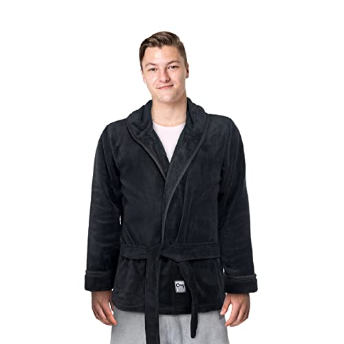 The Sweaterobe Robe with Hood - Soft Polar Fleece, Comfy Short Length Smoking Jacket