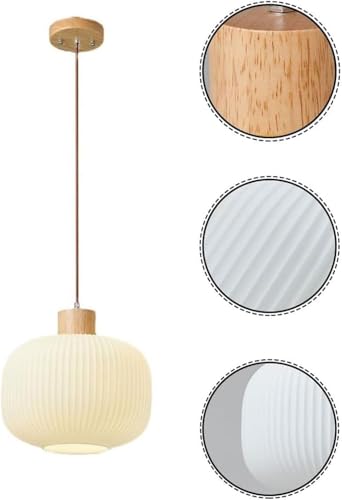 Lustres suspendus en bois de style japonais et verre noble