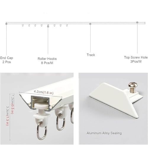 Rail de rideau durable et élégant pour brise-vue Idéal pour balcons, baies vitrées, hôtels et bureaux Installation facile