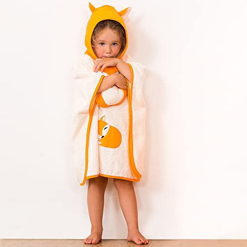 Smithy Badeponcho Kinder Fuchs I Baby I Mädchen I Jungen I Frottee I Ohren auf Kapuze I 100 % Baumwolle Cover