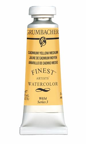 Grumbacher Finest Watercolor Paint, 14 ml/0.47 oz, Cadmium Yellow Medium