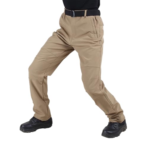 ADHOWBEW Tactical Cargo Pants for Men Elastic Waist Relaxed Fit Big and Tall Construction Pockets Hiking Trousers