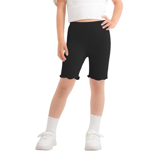 Pantalones cortos ajustados para niñas pequeñas, cintura elástica, cómodos, elásticos, ajustados, para correr, yoga, baile, 1 a 9 años, Negro, 8-9 años