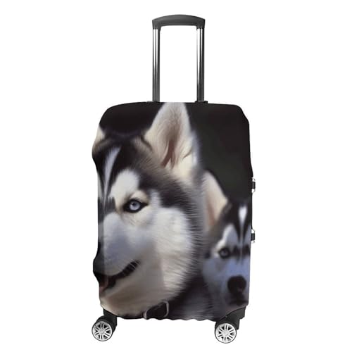 Travel Luggage Cover Suitcase Protector Husky Dog Elastic Washable Stretch Suitcase Protector Anti-Scratch Travel Suitcase Cover Fit 18-32 Inch Luggage