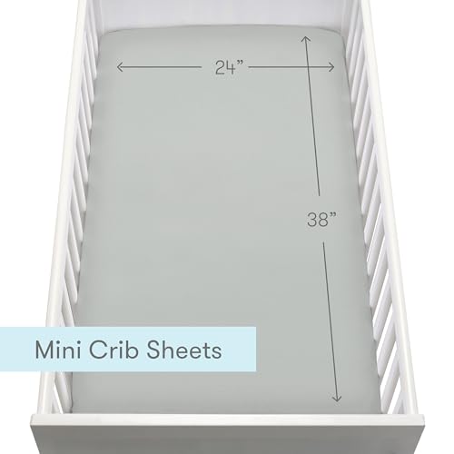 Image of Newton Baby Fitted Mini Crib Sheets (2-Pack) | Organic Muslin Cotton, Breathable & Soft Baby Sheets, Washable Baby Mattress Sheets, Fits Mini Crib Mattresses 24 inch x 38 inch, Sage