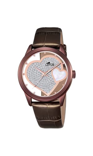 LOTUS Reloj Mujer 18305/F Special Prices Caja de Acero Inoxidable 316l Gris Plata Correa de Cuero Marrón