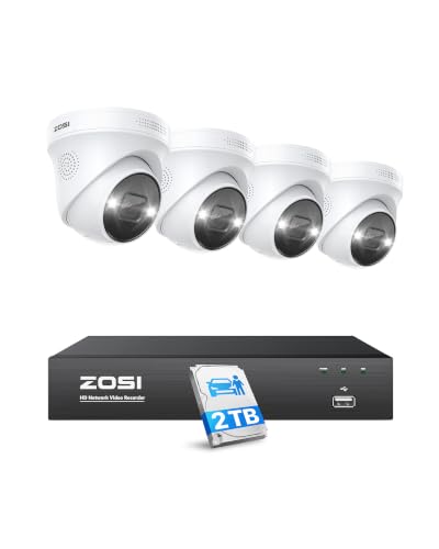 Image of ZOSI 4K 8CH PoE Security Camera System with 2TB HDD, 4X 5MP Outdoor Cam