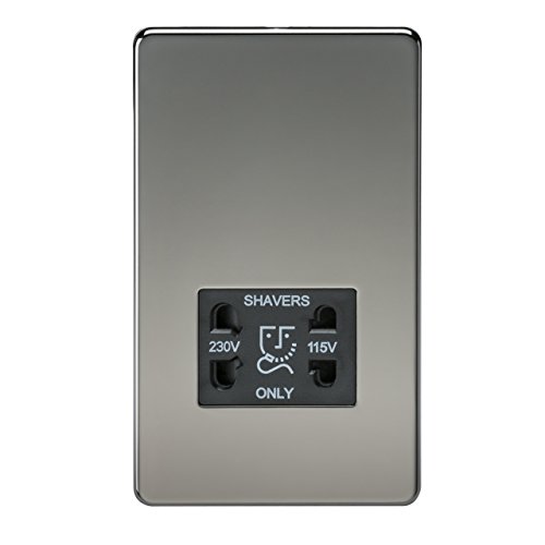 Knightsbridge SF8900BN Screwless Dual Voltage Shaver Socket in Black Nickel, 4.3 mm*87.5 mm*147.5 mm