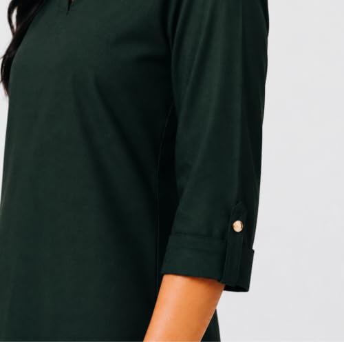 Image of Women's Rayon Solid Straight Kurti | 3 /4 Sleeve | Round Neck with V Cut | Regular Fit | Casual Office Wear Kurta for Women