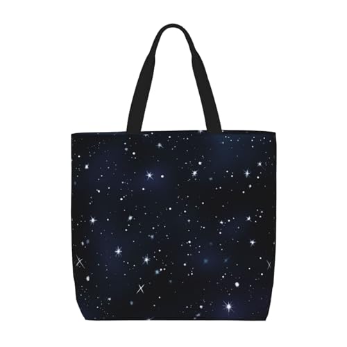 Cluster of Stars in Night Sky Tote Bag for Women, Zipper Casual Tote's Handbag for Travel, Work, Lightweight Laptop Bags Big Capacity Shoulder Bag Reusable Grocery Shopping Bags - Main Image