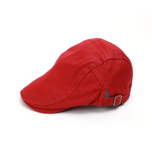 Leucos Ticte Men Women Ivy Cap Cotton Newsboy Hat Flat Cap Red