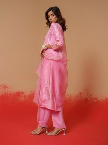 Image of Kaari Women's Embroidered Kurta Set with Dupatta - Festive Kurta Set for Women Polyester