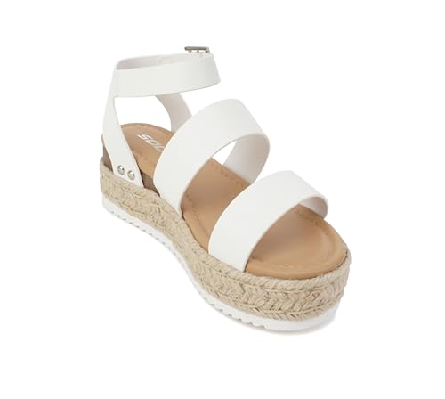 Image of Soda Top Shoe Bryce Open Toe Buckle Ankle Strap Espadrilles Flatform Wedge Casual Sanda