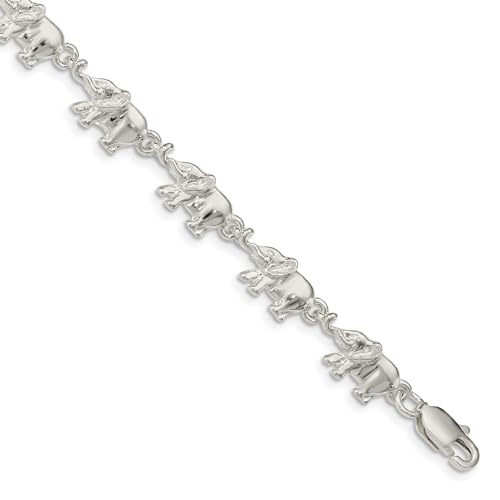 IceCarats 925 Sterling Silver Elephants Chain Charm Bracelet2