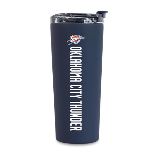 Image of Rico Industries NBA Basketball Oklahoma City Thunder Navy 24oz Stainless Steel Tumbler with Lid and Dual Functioning Lid