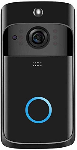 FansQ Video Doorbell Video Doorbell Wireless Doorbell Camera IP5 Waterproof HD WiFi Security Camera Real-Time Video for iOS & Android Phone Night Light (Black)