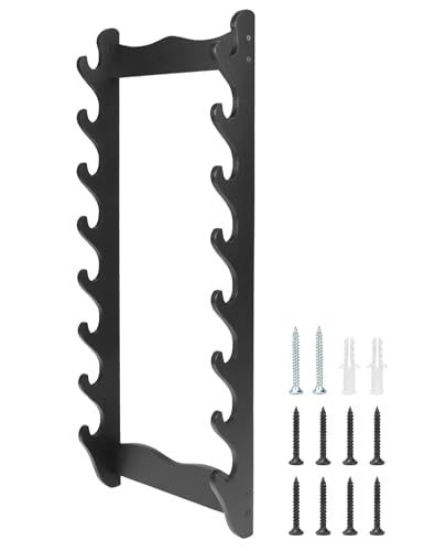 QWORK Soporte de espada de 8 niveles, soporte Katana, soporte de pared Katana, espadas, cañas de pescar y flautas