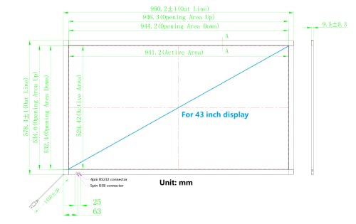 Image of 43 Inch Interactive 10 Points Infrared IR Touch Screen Overlay Frame Free Driver