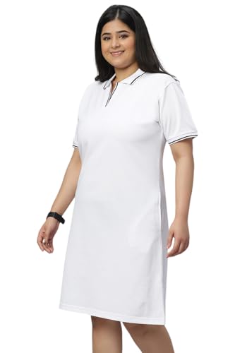 Image of Wear Your Opinion Women's Plus Size Soft PQ Polo Collar Neck Tipped Tshirt Dress