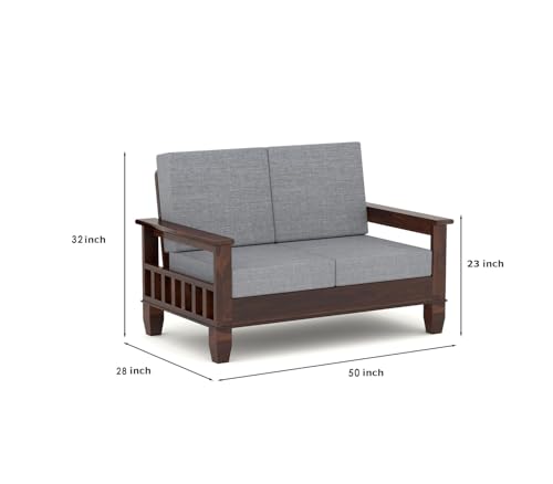 Image of NATRAJ ART & CRAFT Sheesham Wooden 4 Seater Sofa Set for Living Room | Rosewood 2+2 Seater Cushion Sofa Set with Side Newspaper Holder for Home & Office (Walnut)