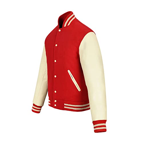 Image of Varsity Jacket Baseball Letterman Jacket- Wool and Leather Premium Quality Unisex Basketball Jacket