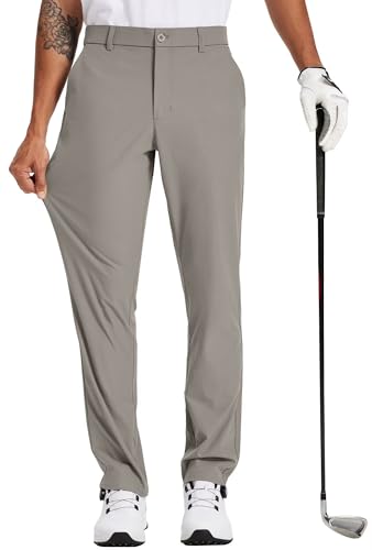 Tyhengta Men's Golf Pants 30"/32"/34" Lightweight Comfy Stretch Work Dress Pants Taupe 32Wx30L
