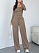Trendy Queen Women 2 Piece Matching Lounge Sets Clothing Wide Leg Pants 2026 Y2K Sweatsuits Spring Travel Airport Outfit Mocha XL