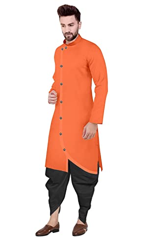 Image of Trustous Mens Cross Kurta Dhoti Set In Cotton