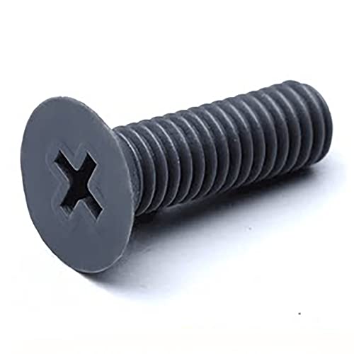 CREULT Tornillos avellanados de plástico PVC M10 x 35 mm de longitud total, cabeza plana, resistente a los tornillos, aislados circulares para máquina, color gris (10 unidades)