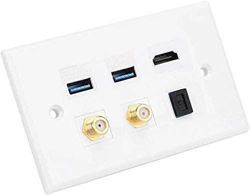 Cafopgrill American Standard HDMI Socket Wall Plate 2 USB3.0 + HDMI + Optical + 2 F Head Interface for Wall Plate for Building Hotel Office