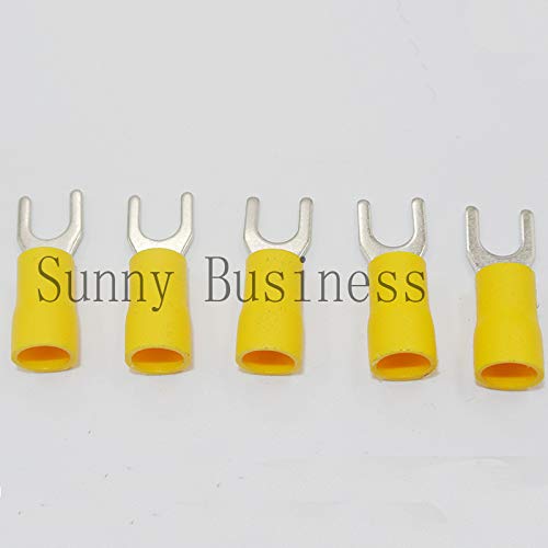 SV5.5-5 Yellow Furcate terminals Cable Wire Connector 1000PCS 16~14AWG #10 Yellow Furcate Fork Spade Crimp Terminals