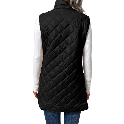 Quilted Vest For Women Mid Long Lightweight Sleeveless Padded Gilet Jacket Warm Coat 2025 Casual Outerwear With Pockets2