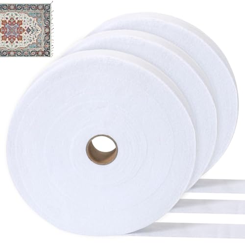 HexaHive 2 1/4 Inch Jelly Batting Roll Strips for Rugs Total 150 Yards 3 Rolls Polyester Blend Batting on a Roll for Quilting Throw Rugs Fabric Tube Maker Needle Punched Maker Tool