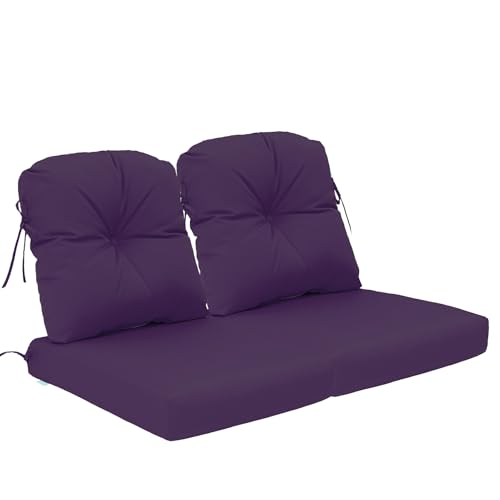 Image of QILLOWAY Outdoor Chair Cushion Set with Strings,Replacement Outdoor Cushions for Patio Furniture.(Purple)-Sets of 2