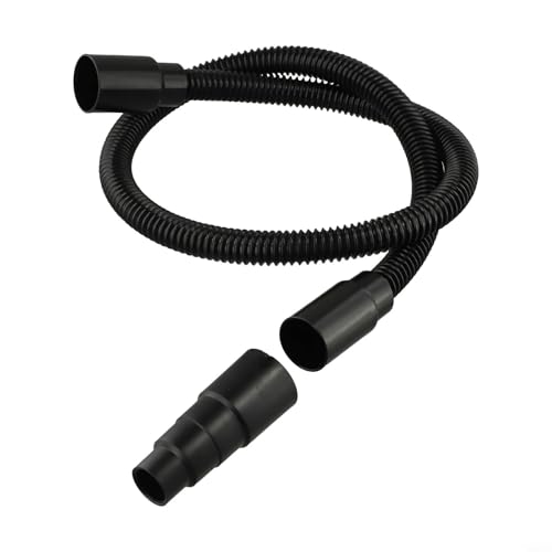 Suction Set with 1m Flexible Hose and Adapter for Power Tools Dust Extraction, Black Plastic Hose Kit for Workshop and Industrial Cleaning