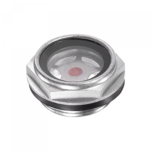 sourcing map Air Compresseur Huile Niveau Jauge Vision Verre M26x1,5mm Mâle Fileté Aluminium Organique Verre Liquide Indicateur Vision Fenêtre