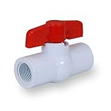 Midline Valve PVC Ball Valve Red T-Handle Water Shut-Off 1 in. FIP Plastic (482U100)