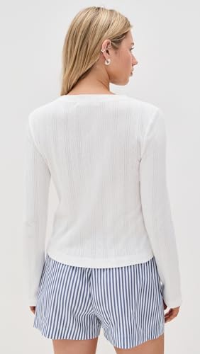 perfectwhitetee Women's Lila Pointelle Long Sleeve Cardigan3