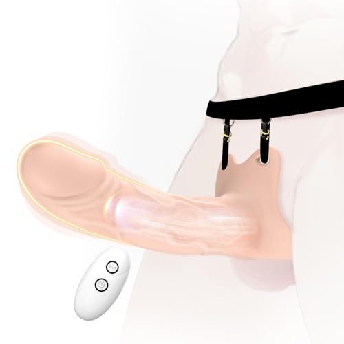 Vibrating Penis Sleeve for Men - Strap on Penis Extender Adult Toys with 10 Vibration Modes Cock Sleeve APP Remote Control Vibrator Strap-on Hollow Dildo Male Vibrators Lesbian Couples Sex Toys