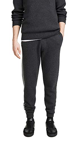 Theory Men's Astine Wool Cashmere Track Pants, Dark Charcoal/Grey Heather, Large