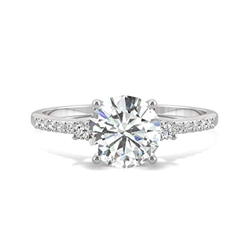 Charles & Colvard Created Moissanite 7mm Round Cut Engagement Ring for Women | 1.31 cttw DEW | Lab Grown | Solid 14K White Gold with Rhodium4