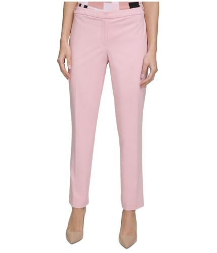 Calvin Klein Womens Mid Rise Tapered Leg Straight Leg Pants Pink 4