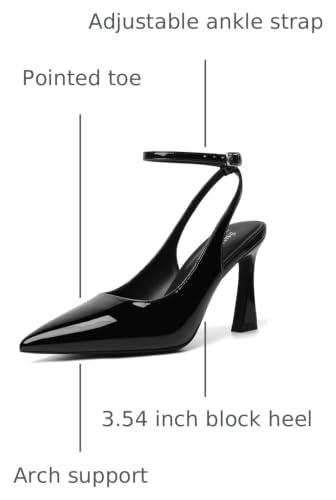 Image of Susanny Slingback Kitten Heels Elegant Dressy Pumps for Women Closed Pointy Toe Sexy Chunky High Heels Wedding Bride Prom Party Dress Shoes