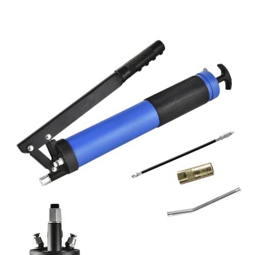 Qimu Heavy Duty Lever-Action Manual Grease Gun Professional 10000 PSi Lever Grease Gun with Flexible Hose,Hard Tube and Flat Nozzle