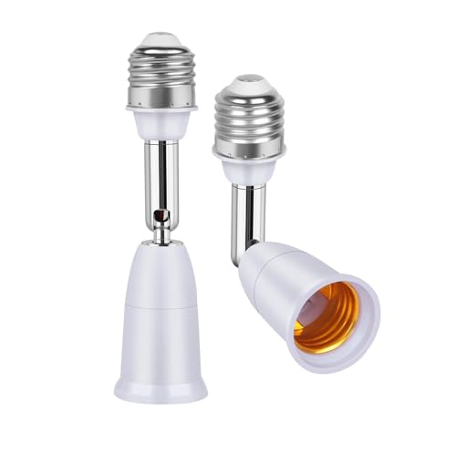 Image of 2 Pcs E27 Bulb Holder, Bulb Holder with Plug Socket, Adjustable Lighting Angles for Home and Commercial Use, Bulb to Plug Socket Converter for Adjustable Setup