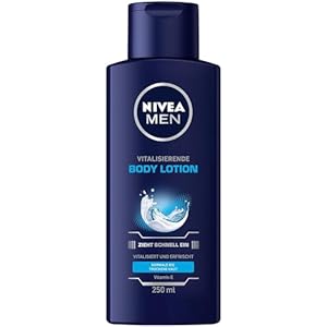 NIVEA MEN Vitalisierende Bodylotion, vitalisierende Körperpflege spendet 24+ Stunden Feuchtigkeit, Körperlotion mit Vitamin E für intensiv gepflegte Haut (250 ml)